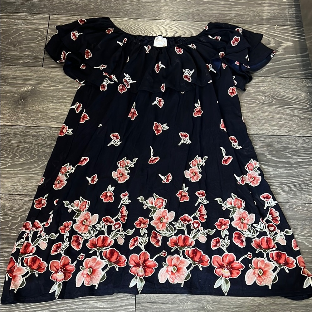 Siren Lily Navy and Red Floral Kids Dress